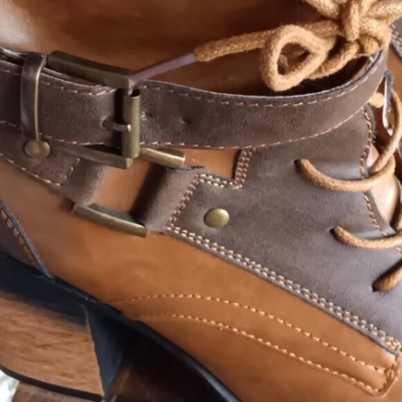Pierre Dumas Ravenna-Two Tone Brown Lace Up Heeled Boots 8.5🆕📦⌚🏃🏻💨⚡🚚 - Picture 10 of 12